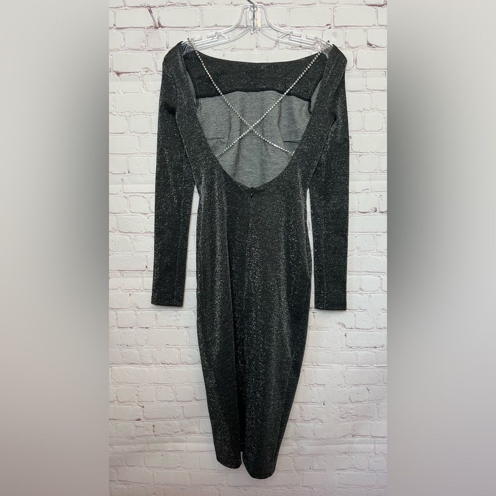 The One by Lichi Fitted Open Back Metallic Dress